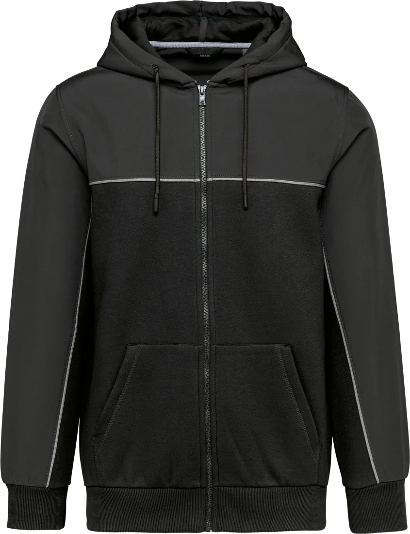 Umweltfreundliche, zweifarbige Molton-Kapuzenjacke mit Reißverschluss, Unisex