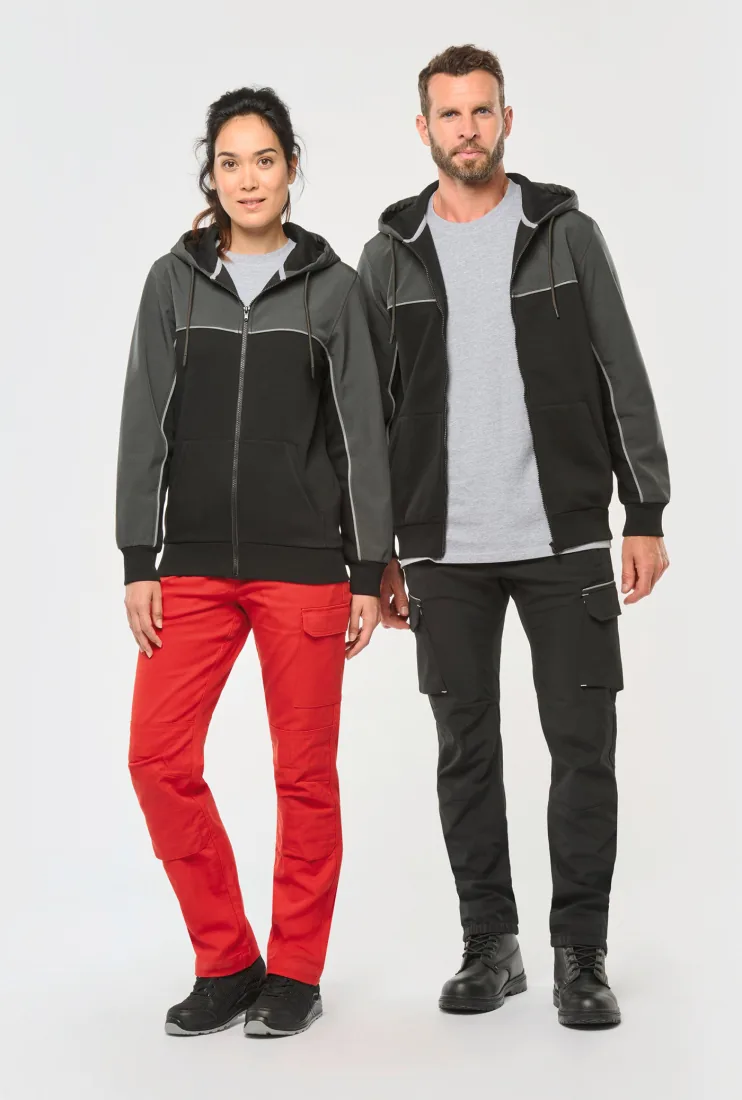 Umweltfreundliche, zweifarbige Molton-Kapuzenjacke mit Reißverschluss, Unisex 2