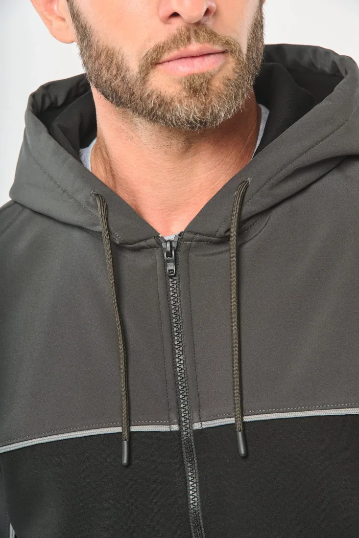 Umweltfreundliche, zweifarbige Molton-Kapuzenjacke mit Reißverschluss, Unisex 3