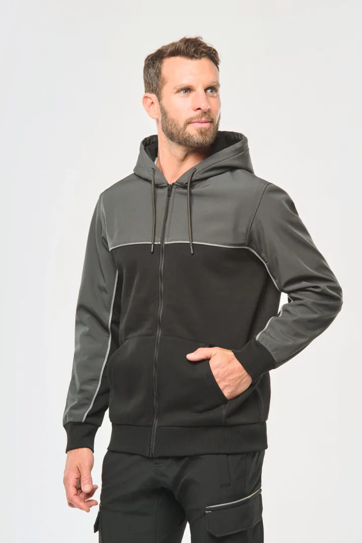 Umweltfreundliche, zweifarbige Molton-Kapuzenjacke mit Reißverschluss, Unisex 7