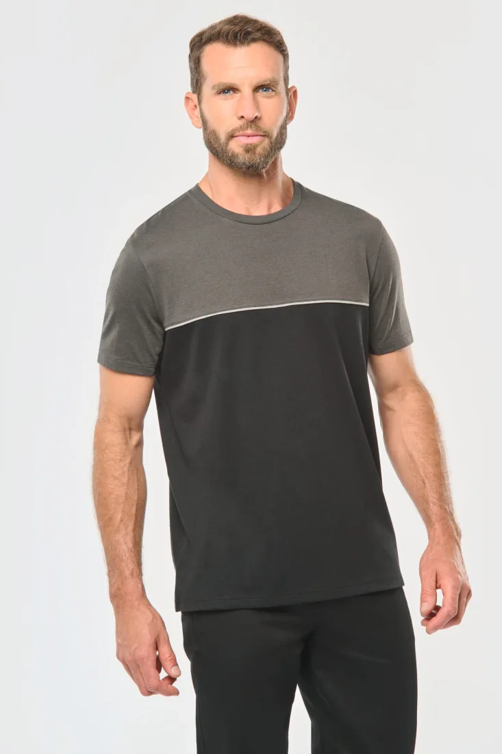 Zweifarbiges umweltfreundliches Unisex-T-Shirt mit kurzen Ärmeln 7